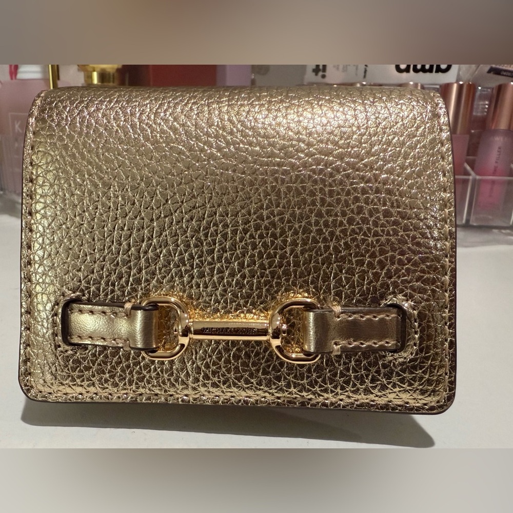 Michael Kors Carson Metallic Gold Pebbled Leather Wallet
